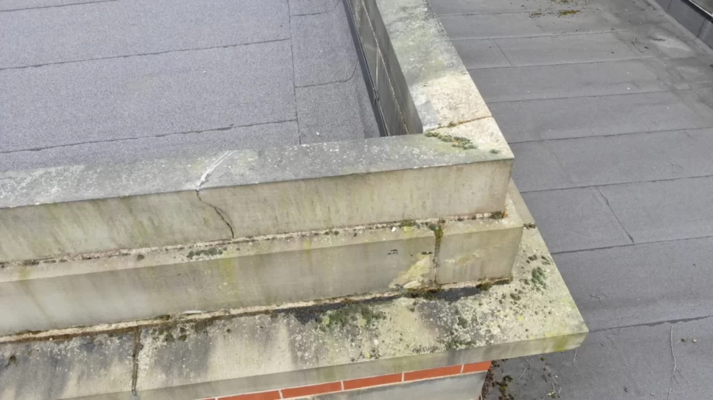 Damaged Building Edge Drone Inspection