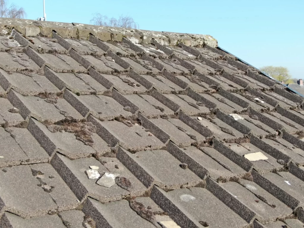 Roof tile inspection with drones.