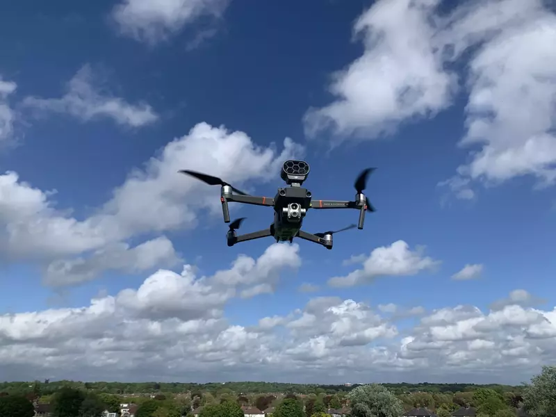 Professional survey drone flying