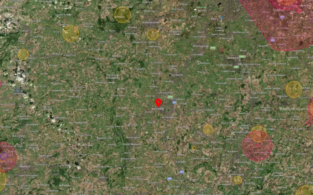 Worcester Drone Airspace Map Satellite Overview