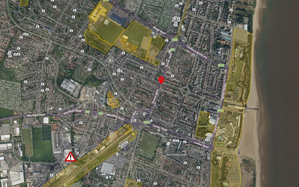 Skegness Aerial Drone Safety Map Close Overview