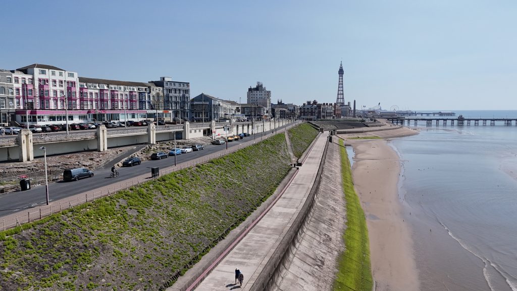 Blackpool Seafront with Tower and Piers